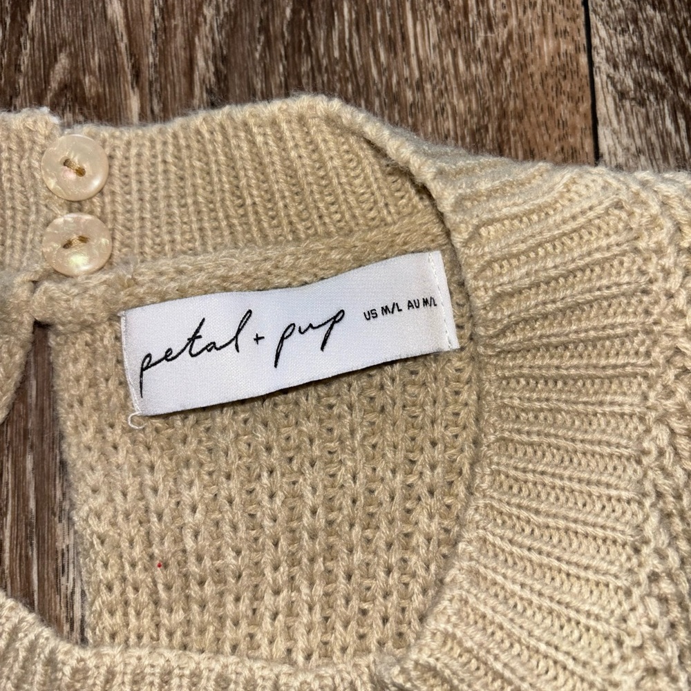 Petal & Pup Cream Knit Sweater Romper - Picture 4 of 5